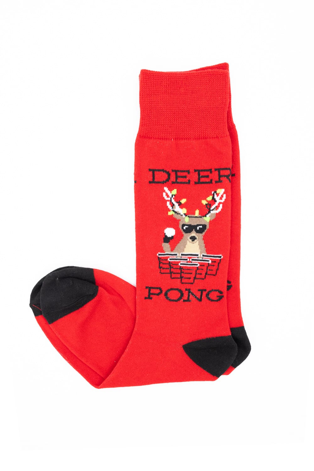 Deer Pong Crew Socks for Men in Red