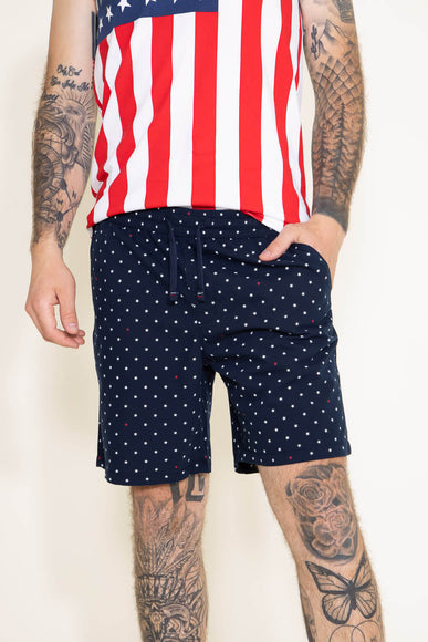 Denim & Flower USA Stars Shorts for Men in Navy 