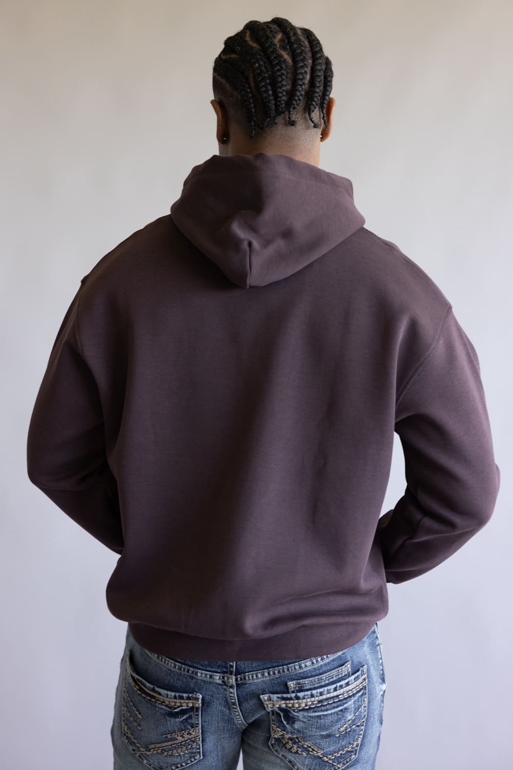 Denim & Flower Hoodie for Men in Dark Red Wine