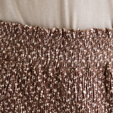 Ditsy Floral Smocked Waist Wide Leg Pants for Women in Chocolate Floral
