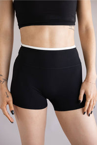 Double Layer Biker Shorts for Women in Black/White