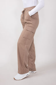 Drawstring Cargo Sweatpants for Women in Taupe