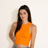 Ribbed Scoop Neck Cropped Brami for Women in Orange