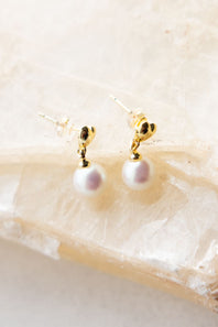 Heart Drop Pearl Earrings for Women in Gold