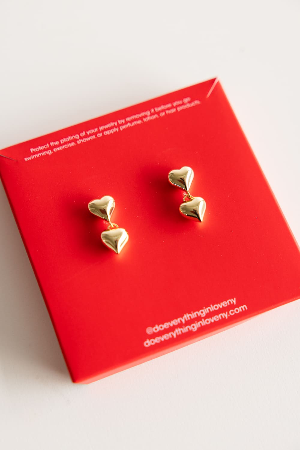 Stacked Heart Stud Earrings for Women in Gold
