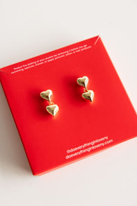 Stacked Heart Stud Earrings for Women in Gold