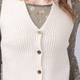 Elan Button Front Ribbed Sweater Vest for Women in Natural