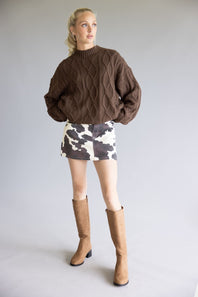 Elan Cable Knit Sweater for Women in Cocoa