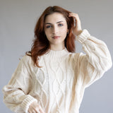 Elan Cable Knit Sweater for Women in Off White