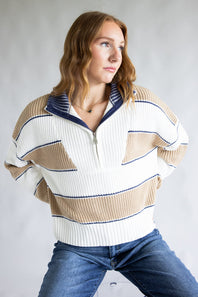 Elan Half Zip Sweater for Women in Ivory