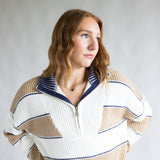 Elan Half Zip Sweater for Women in Ivory