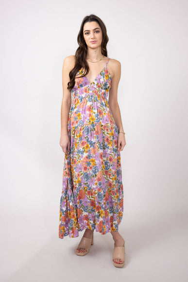 Open Back Floral Maxi Dress for Women in Ivory