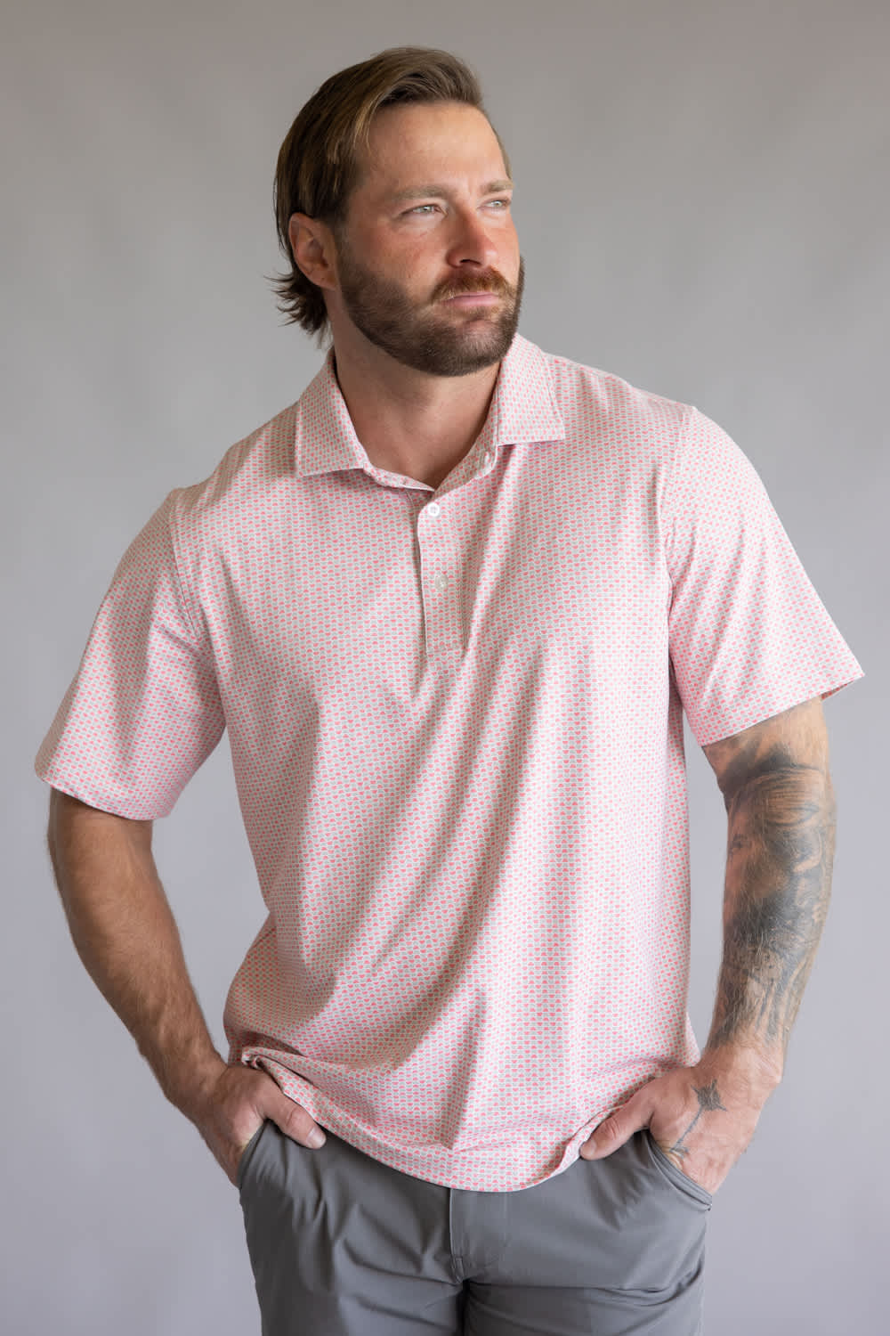 1897 Legends Geo Polo for Men in Tan Coral