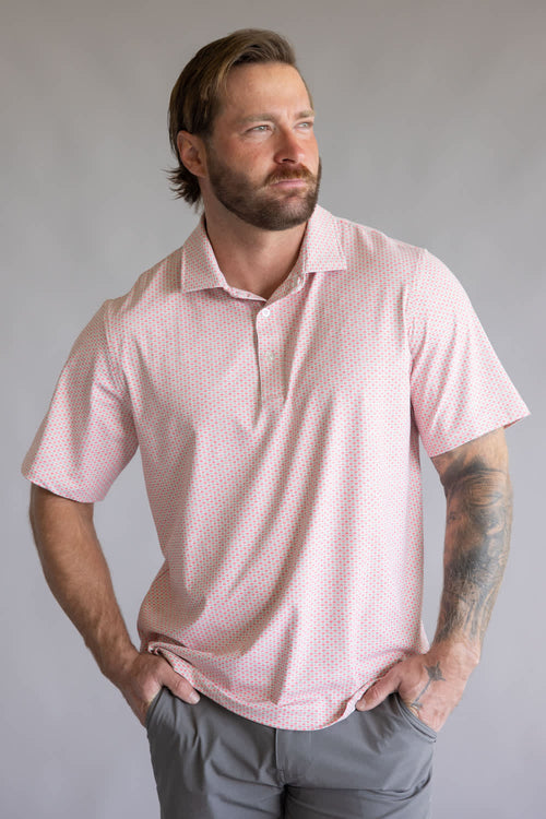 1897 Legends Geo Polo for Men in Tan Coral