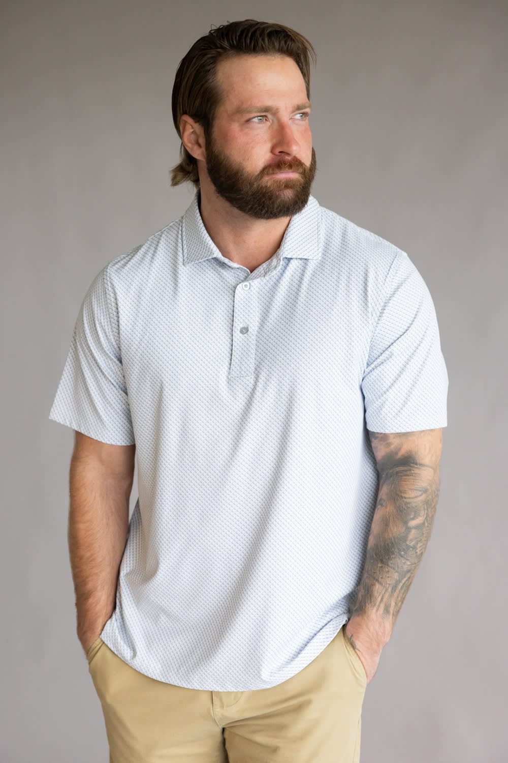 1897 Legends Geometric Polo for Men in Silver