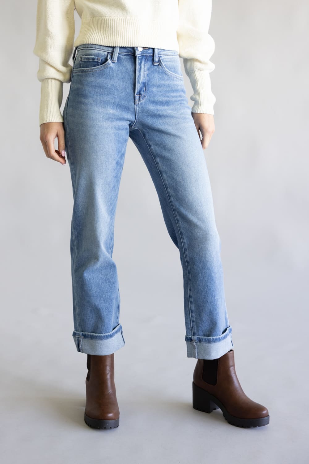 Flying Monkey High Rise Crop Straight Leg Jeans for Women