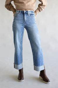 Flying Monkey High-Rise Wide Leg Cuff Jeans for Women