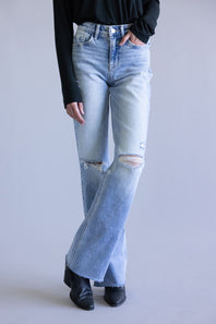 Flying Monkey High-Rise Frayed Wide Leg Jeans for Women