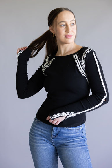 Free People Lost Love Long Sleeve Top for Women in Black