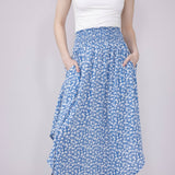Ditsy Floral Midi Skirt for Women in Blue