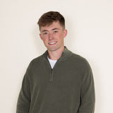 Sand Washed ¼ Zip Sweater for Men in Green