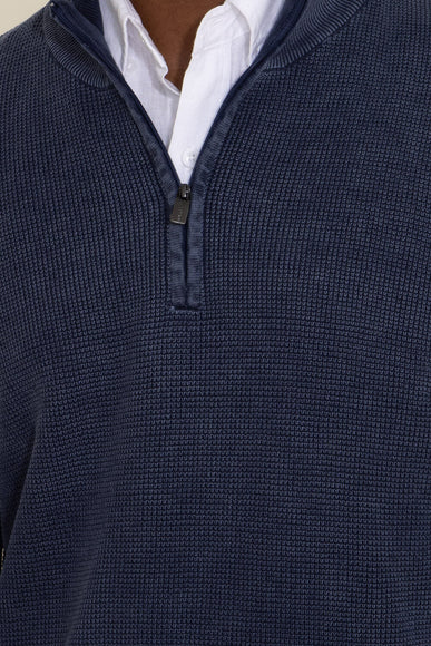 Sand Washed ¼ Zip Sweater for Men in Navy Blue
