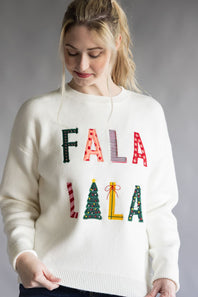 Fa La La Embroidered Sweater for Women in White