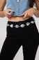 Oval Turquoise Concho Chain Belt for Women in Silver