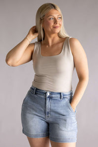 Final Touch Double Layer Tank Top for Women in Fog