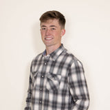 Flag & Anthem Alma Vintage Plaid Flannel for Men in Cream Charcoal