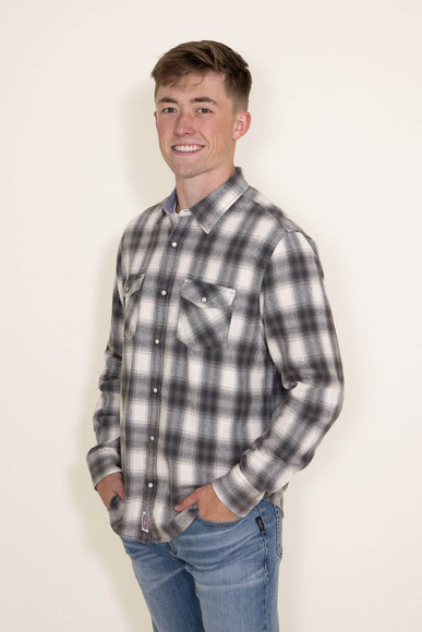 Flag & Anthem Alma Vintage Plaid Flannel for Men in Cream Charcoal