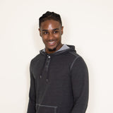 Flag and Anthem Abington Slub Henley Lightweight Hoodie for Men in Grey