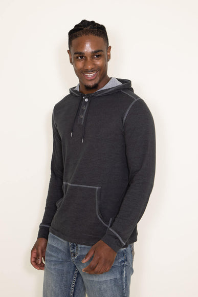Flag and Anthem Abington Slub Henley Lightweight Hoodie for Men in Grey