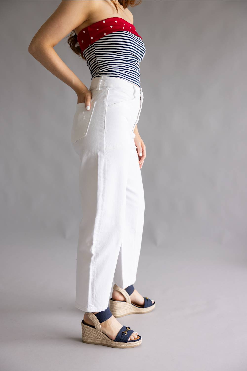 Flying Monkey High Rise Barrel Jeans for Women in White