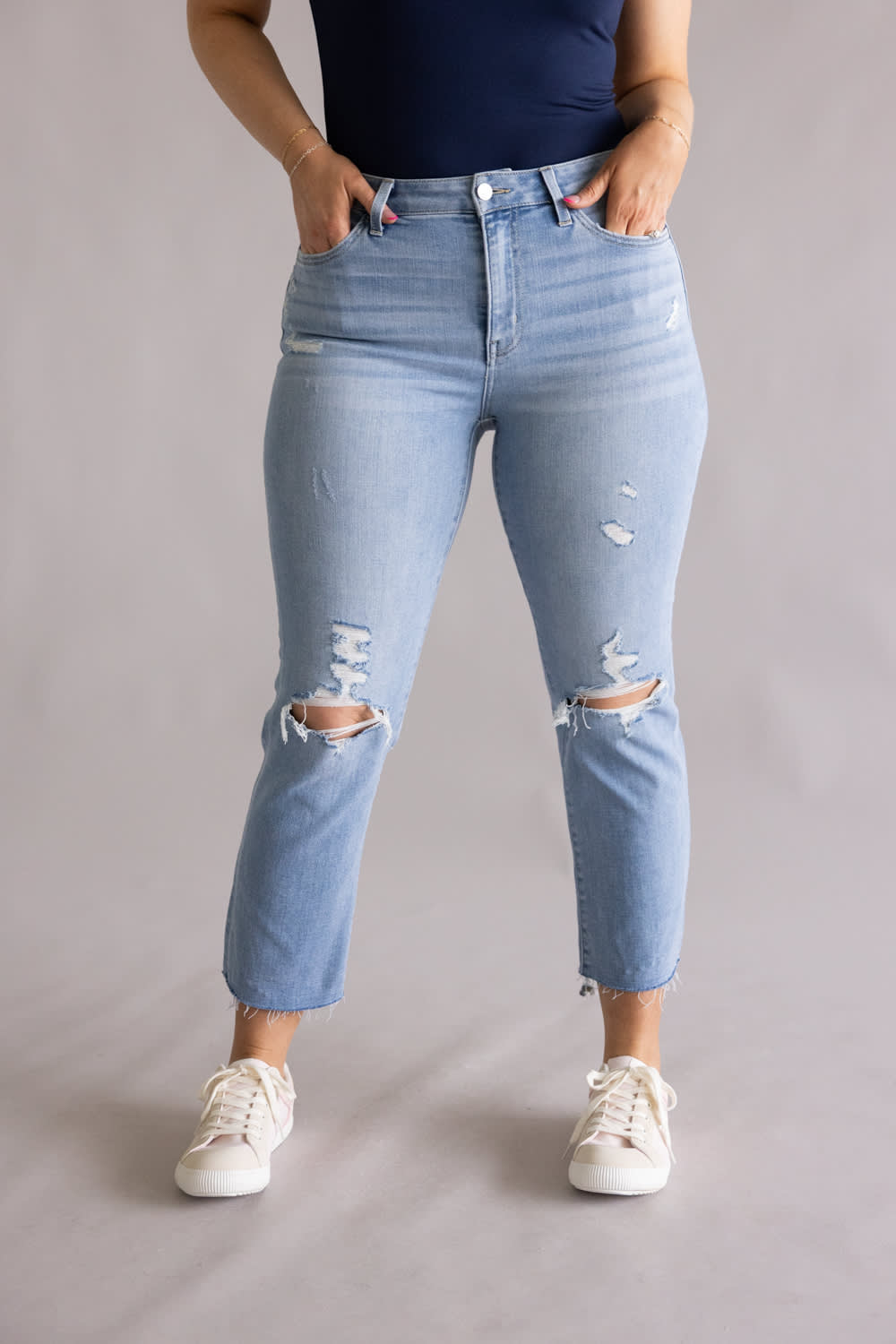 Flying Monkey High Rise Cropped Slim Straight Leg Jeans for Women