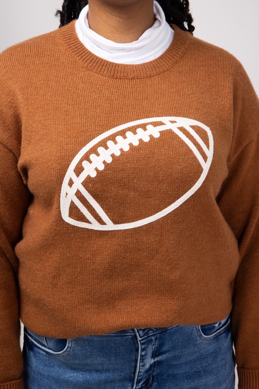 Football Knit Sweater for Women in Brown | GW22FB-BRN – Glik's