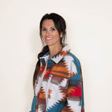 Polar Fleece Shacket for Women in Red Aztec