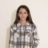Youth Polar Fleece Shacket for Girls in Taupe