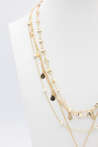 Four Layer Cross Necklace Set in Gold