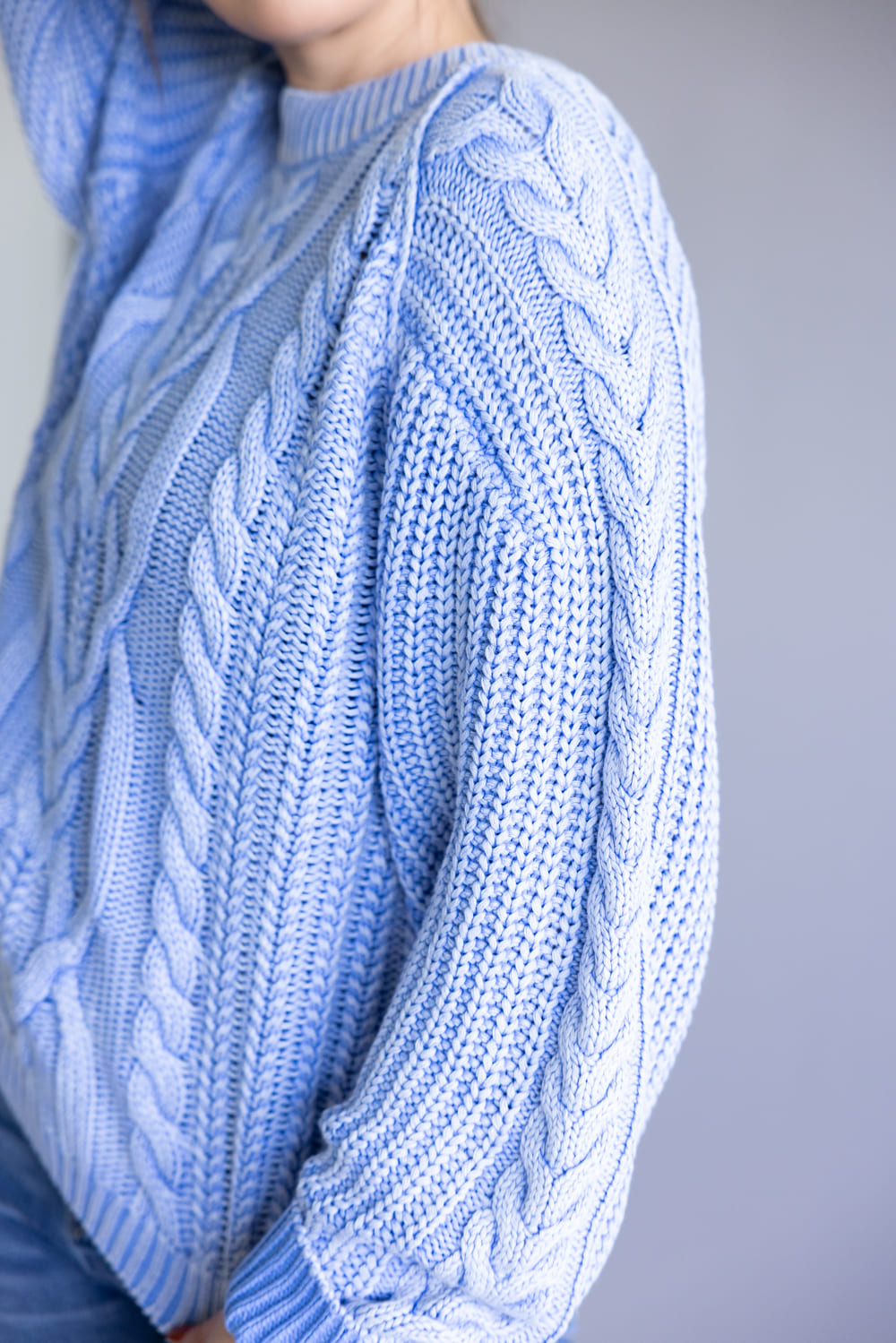 Free People Frankie Cable Sweater for Women in Della Robbia Blue