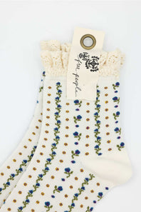 Free People Rosebud Waffle Knit Ankle Socks ivory 