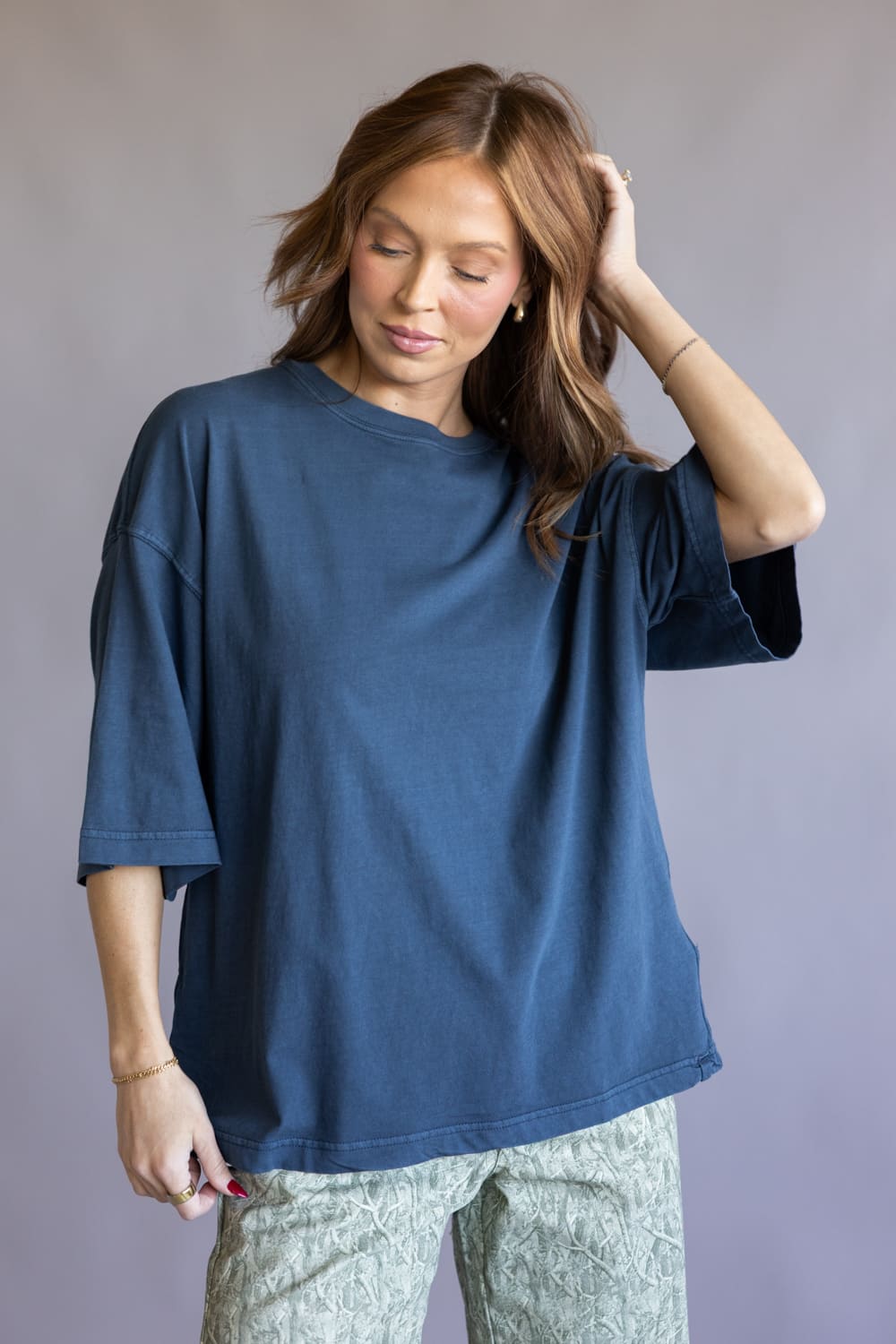 Free People We The Free Perfect Oversized Tee for Women in Varsity Navy