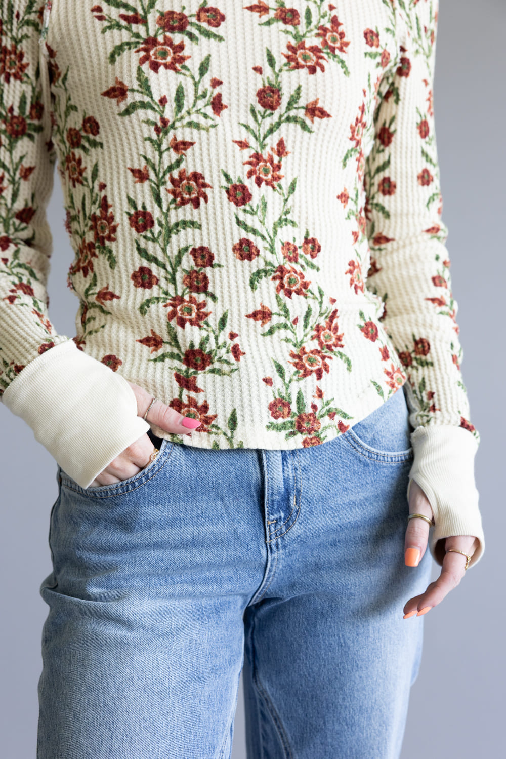 Free People We The Free Pretty Little Thermal for Women in Sand Combo Folk Vine