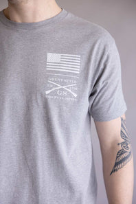 Grunt Style Red Blood Blue Collar T-Shirt for Men in Dark Heather Grey