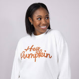 1897 Active Embroidered Hey Pumpkin Sweatshirt for Women in Ivory