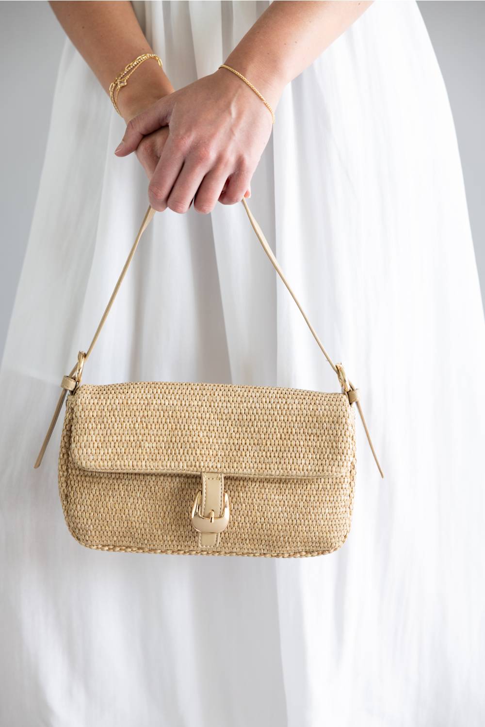 Gloria Straw Shoulder Bag for Women in Natural