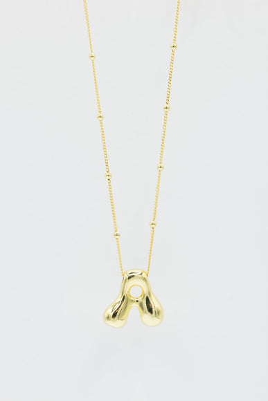 Gold Bubble Letter Initial “A” Necklace