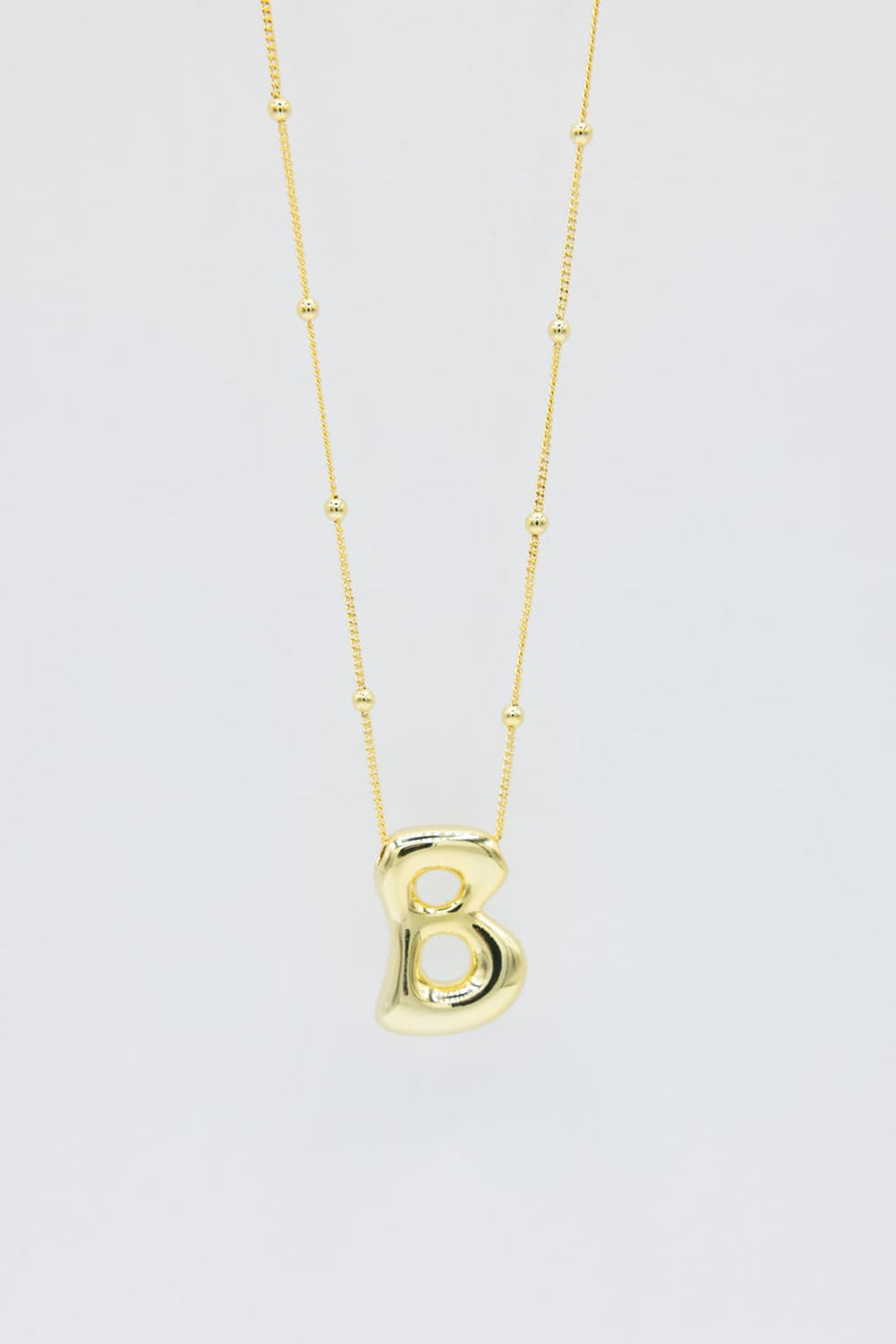 Gold Bubble Letter Initial “B” Necklace | KCN1105GD-B – Glik's