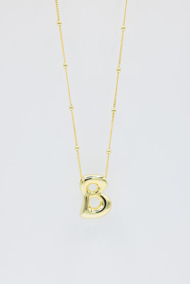 Gold Bubble Letter Initial “B” Necklace