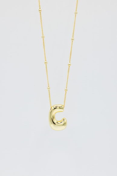 Gold Bubble Letter Initial “C” Necklace